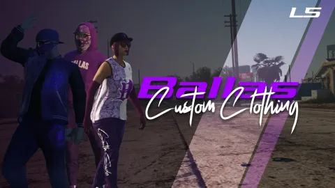 Ballas clothing pack shown on male and female FiveM characters — view 2