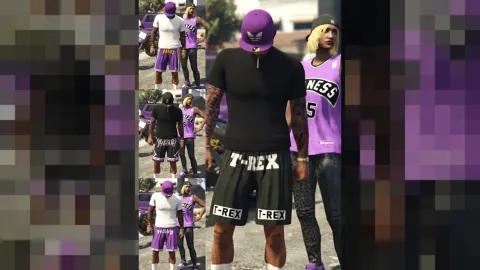 Ballas gang clothing pack shown on a FiveM roleplay character