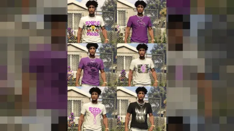 Ballas gang clothing pack shown on a FiveM roleplay character — view 2