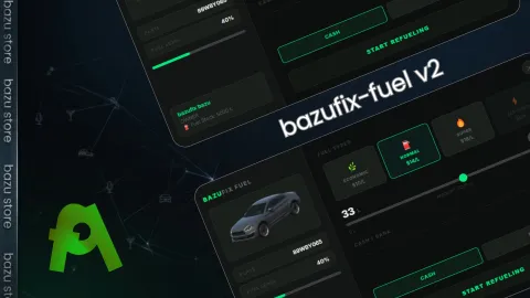 BazuFix fuel script refuelling a car at a FiveM gas station