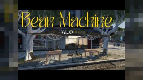 Bean Machine MLO coffee shop counter and seating in a FiveM server