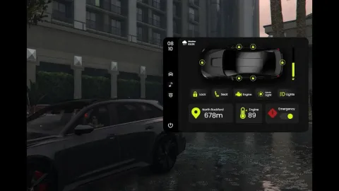 Vehicle control menu managing doors and engine in FiveM — view 2