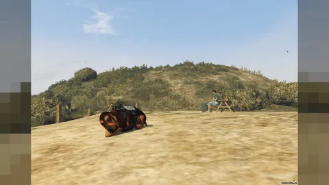 Bloodhound dog ped standing alert in a FiveM roleplay server