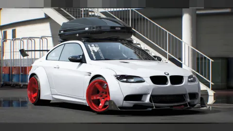 BMW M3 E92 V8 coupe parked on a FiveM mountain road