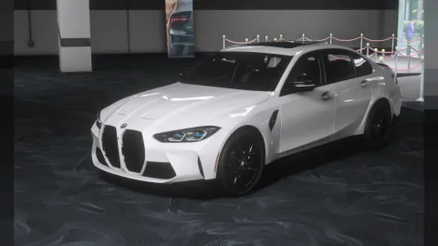 BMW M3 G80 2022 tuner car parked at a FiveM meet