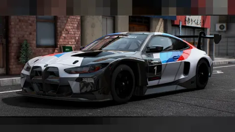 BMW M4 GT3 race car for FiveM with a large rear wing on track