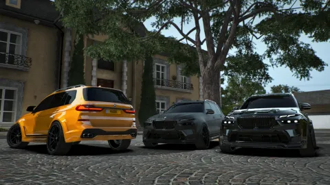 BMW X7 luxury SUV parked in a FiveM city street