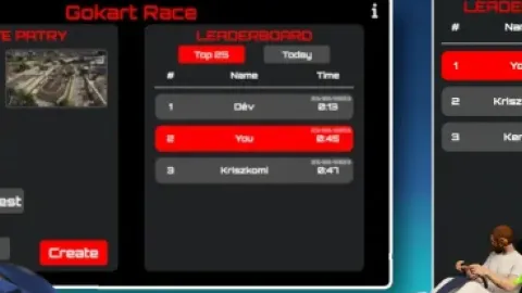 Brutal Racing in-game UI - FiveM activities and minigames script