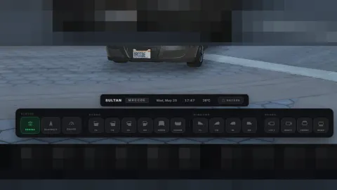 Car control menu NUI open inside a FiveM vehicle — view 2