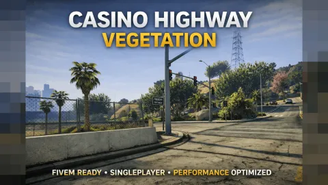 Highway vegetation overhaul greening the casino roads in FiveM