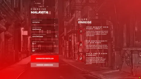 Character identity system registration form on first join in FiveM