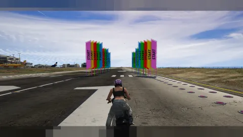 Checkpoint Props barriers and booths on a FiveM road — view 2