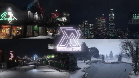 Christmas City Decoration shown in a FiveM roleplay server