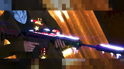 Christmas HK416 gun with candy-cane festive skin in FiveM