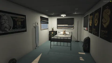 Explorable container mlo interior with industrial shelving and crates — view 2