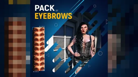 Custom Eyebrows Pack overlays shown on MP female face in FiveM