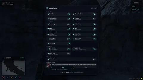 CX HUD system status and vehicle display on a FiveM screen — view 2