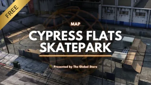 Cypress Flats skatepark with concrete ramps, rails, and bowls — FiveM MLO