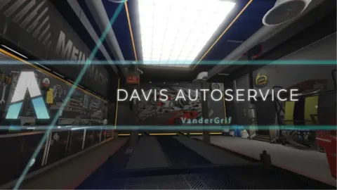 Davis autoservice mechanic lifts work bays and front office interior in FiveM