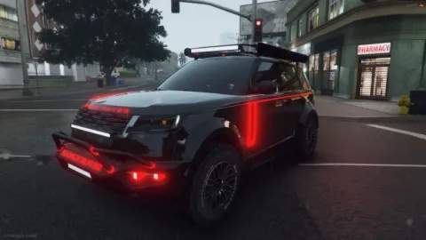 Destrus Garage widebody Range Rover SUV parked in a FiveM city district
