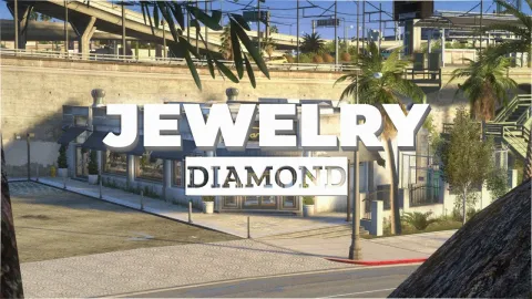 Diamond jewelry mlo interior with display cases and vault in a FiveM city