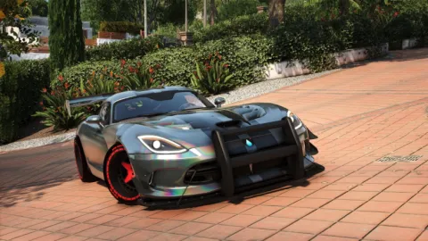 Dodge Viper Twin Turbo Custom with widebody stance on a FiveM track