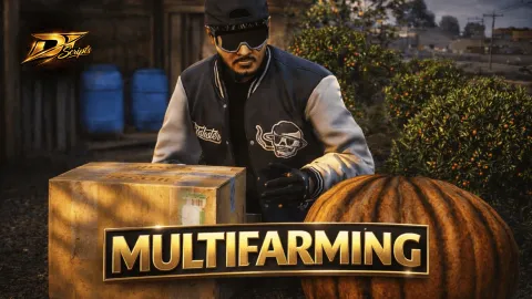 FiveM multifarming system player harvesting crops in a field