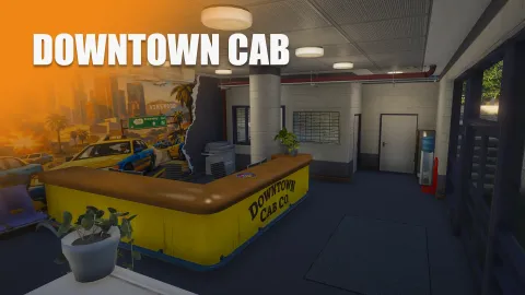 Downtown cab taxi depot with dispatch office and parking bays — FiveM MLO