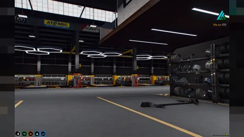 East customs mlo tuning garage interior with work bays in FiveM — view 3