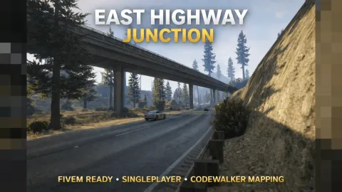 Highway junction mlo interchange with ramps and lane markings in FiveM