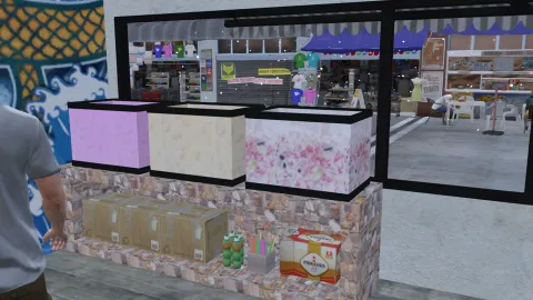 Kobok Indonesia street food eatery interior with stalls and seating in FiveM — view 2