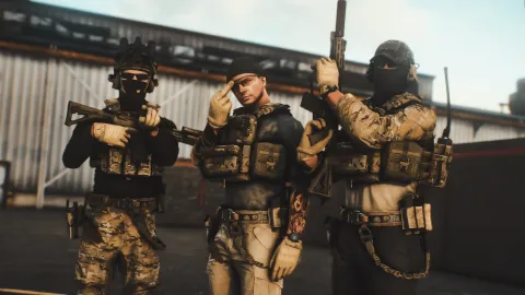 EUP vest package tactical duty vests on FiveM MP male officer character — view 2