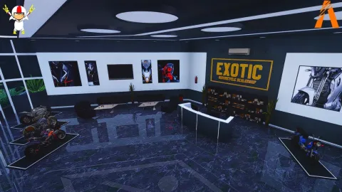 Exotic Bike Dealership MLO glass showroom with premium motorcycles — FiveM MLO