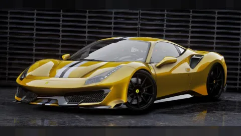 Ferrari 488 Pista track supercar displayed in a FiveM showroom