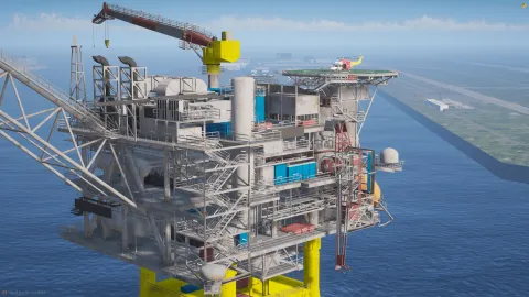 Oil rig MLO offshore fixed platform with cranes and decks in FiveM