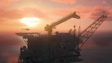 Oil rig MLO offshore fixed platform with cranes and decks in FiveM — view 2