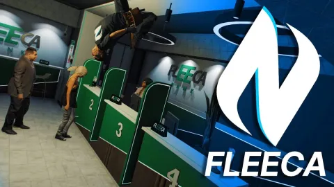 Fleeca Bank MLO interior for FiveM shown from inside the retail bank branch