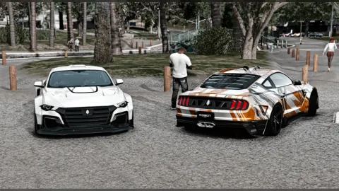Ford Mustang GT tuning muscle car for FiveM on the street