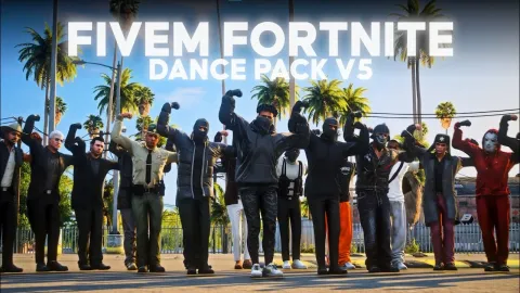 Fortnite dance pack emotes previewed on a FiveM character