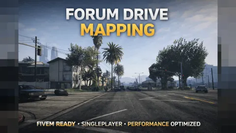 Forum drive mapping reworked residential street with added props in FiveM