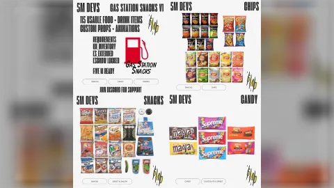 Gas station food and drinks pack for FiveM ESX — 115 usable snacks, candy, chips and drink items