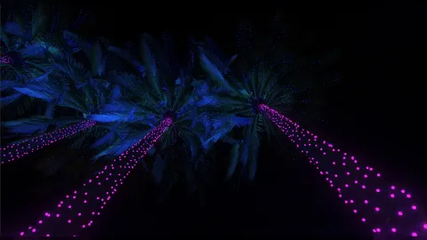 Glowing Palms RGB LED lit palm trees at night in FiveM