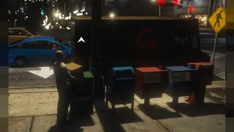 Postal delivery job mail van parked at a drop point in FiveM