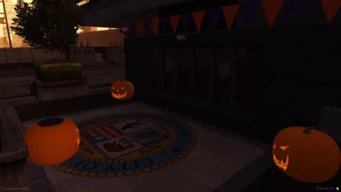 Halloween map area dressed with fog, pumpkins, and eerie decorations — view 2