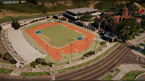 Basketball court mlo with hoops, bleachers, and painted lines — FiveM MLO