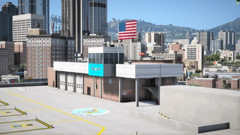 Memorial Heliport MLO rooftop helipad with landing markings in FiveM