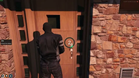 House Robbery FiveM script preview showing the residential burglary job in-game