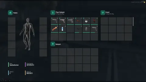Inventory system V8 responsive grid with trunk storage open in FiveM