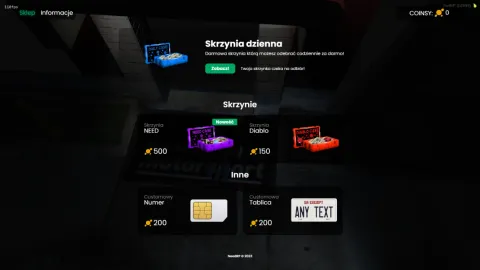 Item shop UI showing goods for sale at a FiveM store counter