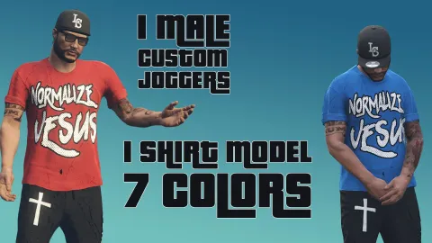 Jesus male clothing shirt and joggers on a FiveM MP male character
